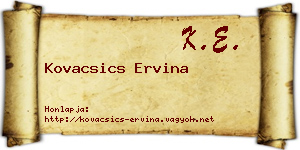 Kovacsics Ervina névjegykártya